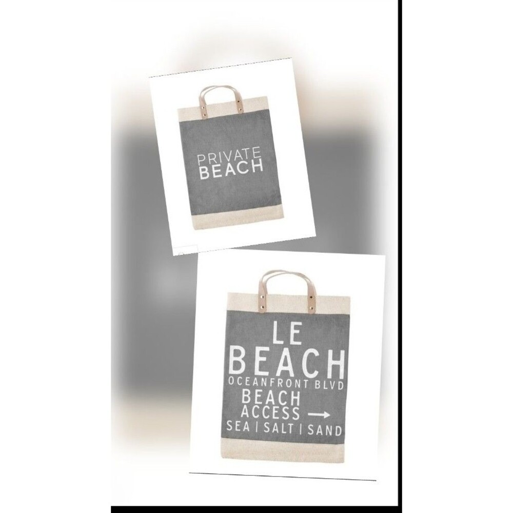 Bundle Set of 2 Amazing Quality Large Jute Totes Leather Handles NWT 13x18x8